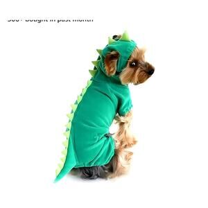 Dog Dinosaur Design Costume Pet Cosplay Elastic Hoodie Clothes Size Small Green